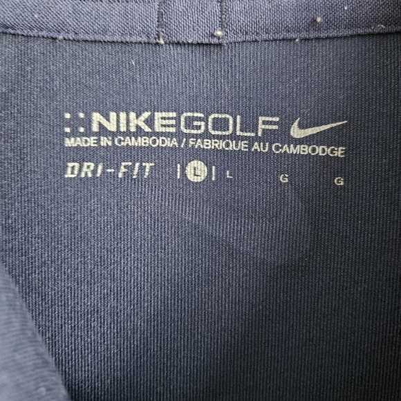 Nike Polo Shirt Mens Large Blue Purple Stripe Swoosh Dri Fit Golf Golfer Casual - Picture 5 of 5